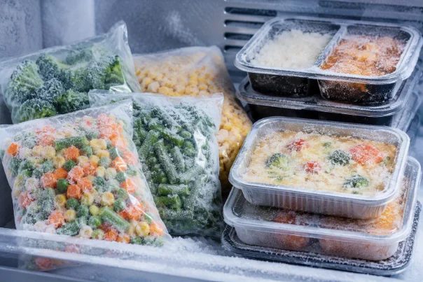 Frozen ready meals and mixed vegetables