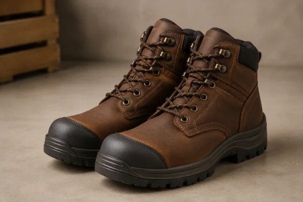 Steel-toe safety shoes and work boots