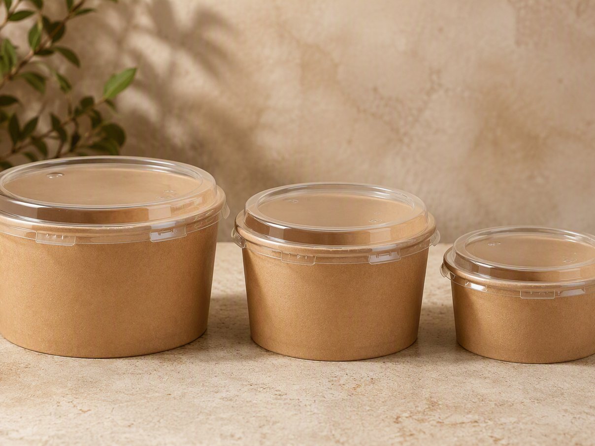 Food containers with clip-on lids in matched sizes