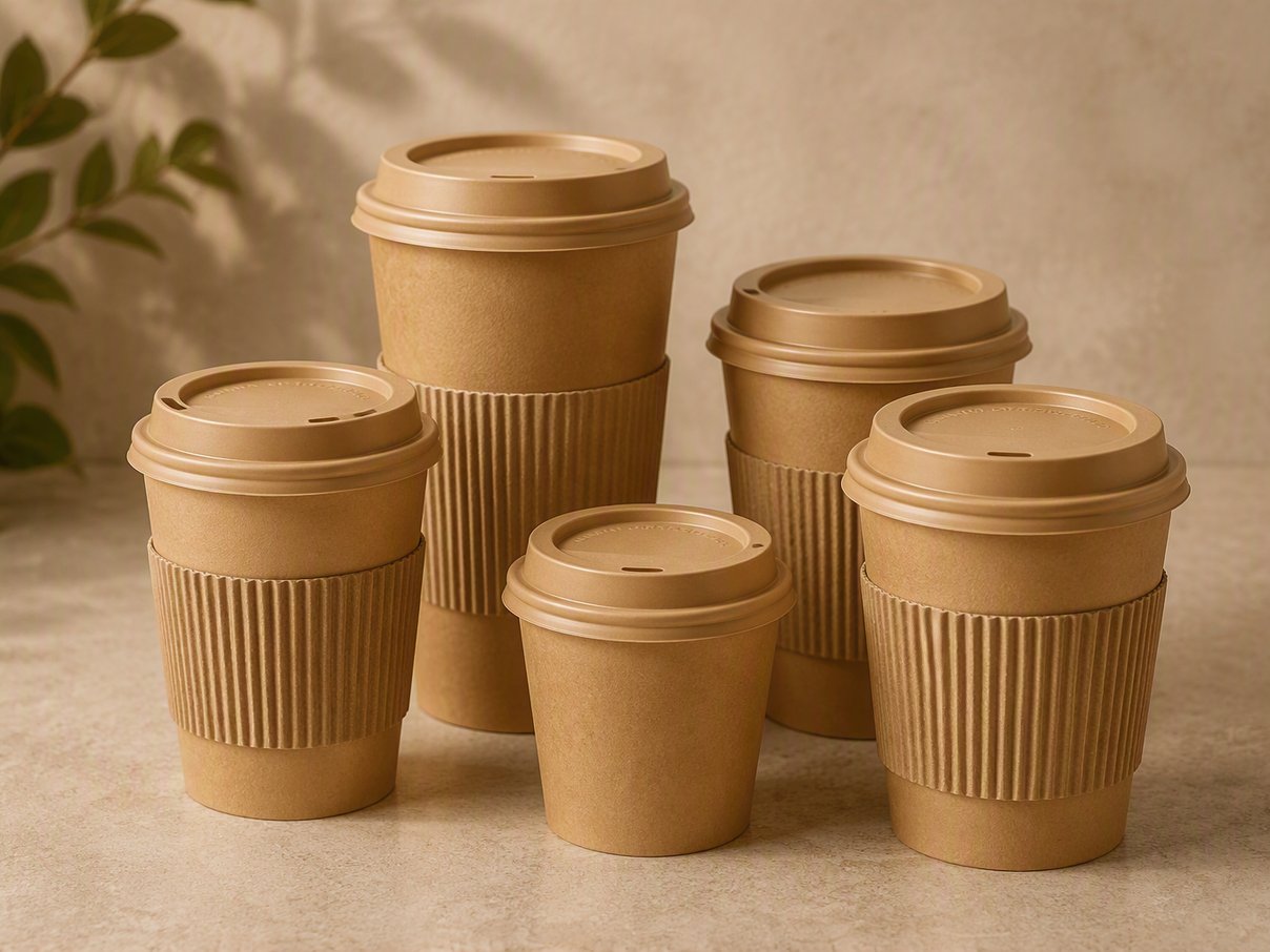 Disposable paper cups with matching lids